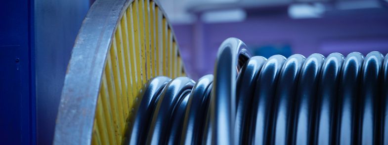 Cables on a drum in Asnaes, very closed view